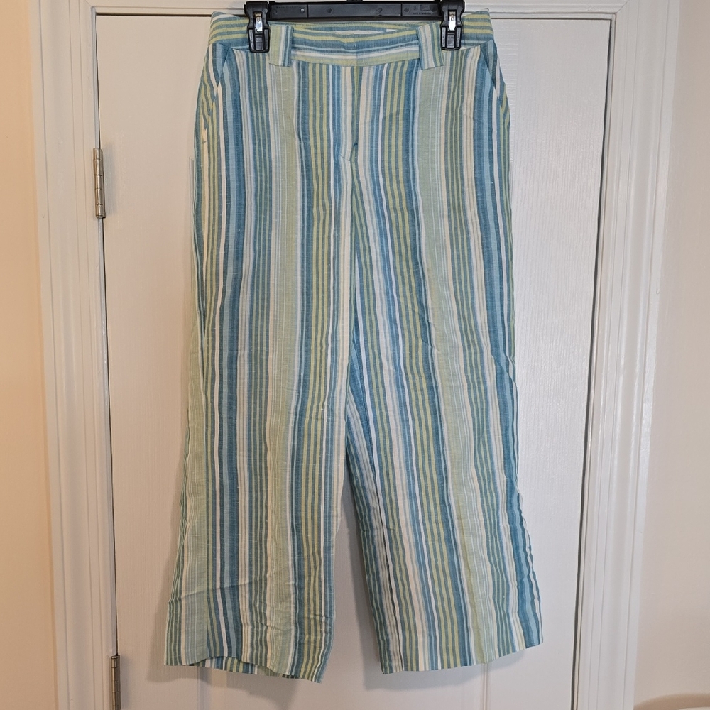 Striped Women's Trousers - Blue and Green